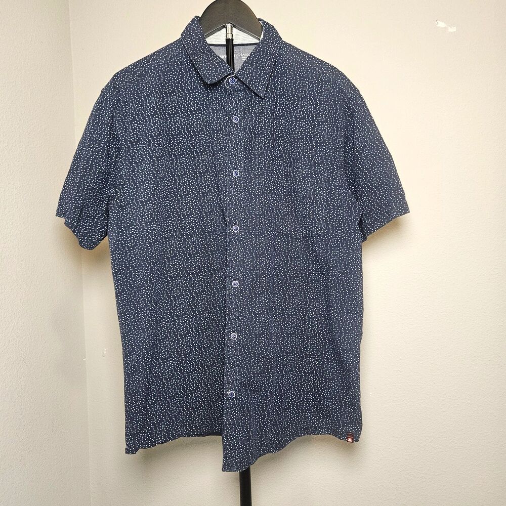 Airwalk Shirt Mens XL Button Up Short Sleeve Navy Blue Dot Print Skate Casual